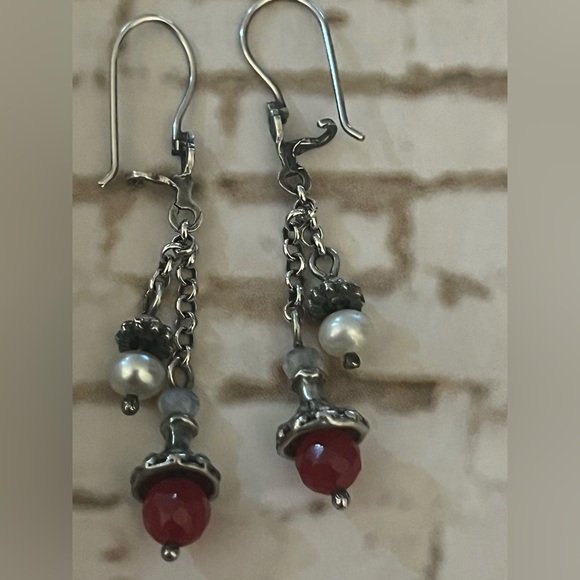 Silpada Jewelry - Silpada Sterling Silver and Ruby New Jade 
Earrings